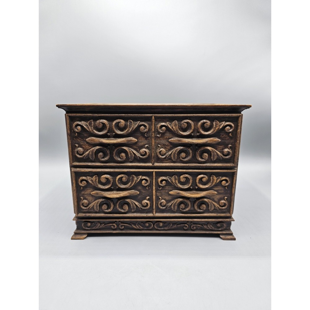 Vintage 70s Lerner Ornate Plastic Jewelry Office Sewing‎ Box 2 Drawers Made USA
